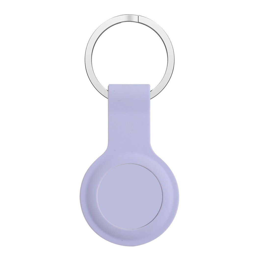 SHORT Silicone AirTag Tracker Holder Loop Case Cover Ring Key Chain for Apple AirTag (Purple)